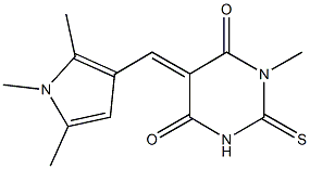 1-methyl-2-thioxo-5-[(1,2,5-trimethyl-1H-pyrrol-3-yl)methylene]dihydro-4,6(1H,5H)-pyrimidinedione 结构式