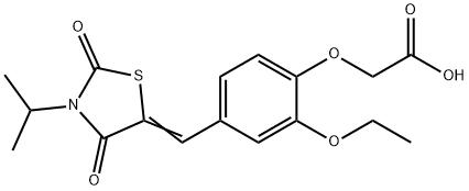 {2-ethoxy-4-[(3-isopropyl-2,4-dioxo-1,3-thiazolidin-5-ylidene)methyl]phenoxy}acetic acid 结构式