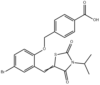 4-({4-bromo-2-[(3-isopropyl-2,4-dioxo-1,3-thiazolidin-5-ylidene)methyl]phenoxy}methyl)benzoic acid 结构式