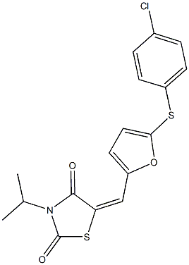 5-({5-[(4-chlorophenyl)sulfanyl]-2-furyl}methylene)-3-isopropyl-1,3-thiazolidine-2,4-dione 结构式