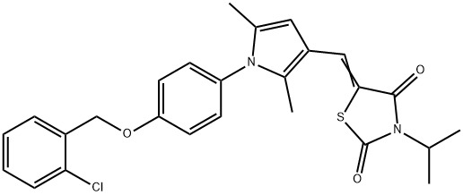 5-[(1-{4-[(2-chlorobenzyl)oxy]phenyl}-2,5-dimethyl-1H-pyrrol-3-yl)methylene]-3-isopropyl-1,3-thiazolidine-2,4-dione 结构式