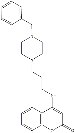 4-{[3-(4-benzyl-1-piperazinyl)propyl]amino}-2H-chromen-2-one 结构式