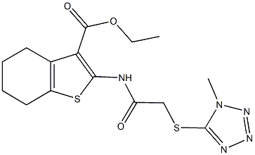 ethyl 2-({[(1-methyl-1H-tetraazol-5-yl)sulfanyl]acetyl}amino)-4,5,6,7-tetrahydro-1-benzothiophene-3-carboxylate 结构式