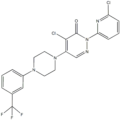 4-chloro-2-(6-chloro-2-pyridinyl)-5-{4-[3-(trifluoromethyl)phenyl]-1-piperazinyl}-3(2H)-pyridazinone 结构式