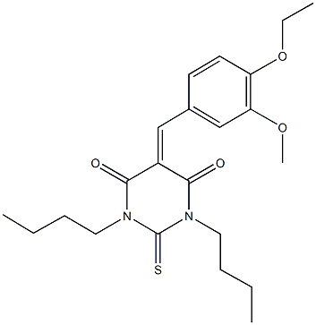 1,3-dibutyl-5-(4-ethoxy-3-methoxybenzylidene)-2-thioxodihydro-4,6(1H,5H)-pyrimidinedione 结构式