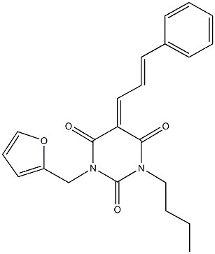 1-butyl-3-(2-furylmethyl)-5-(3-phenyl-2-propenylidene)-2,4,6(1H,3H,5H)-pyrimidinetrione 结构式