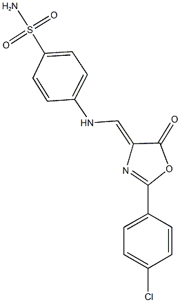 4-{[(2-(4-chlorophenyl)-5-oxo-1,3-oxazol-4(5H)-ylidene)methyl]amino}benzenesulfonamide 结构式