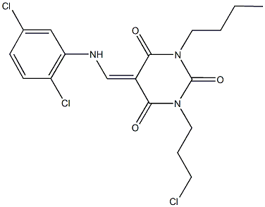 1-butyl-3-(3-chloropropyl)-5-[(2,5-dichloroanilino)methylene]-2,4,6(1H,3H,5H)-pyrimidinetrione 结构式