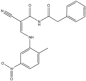 2-cyano-3-{5-nitro-2-methylanilino}-N-(phenylacetyl)acrylamide 结构式