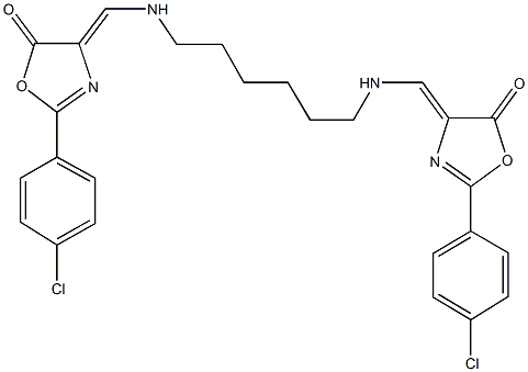 2-(4-chlorophenyl)-4-{[(6-{[(2-(4-chlorophenyl)-5-oxo-1,3-oxazol-4(5H)-ylidene)methyl]amino}hexyl)amino]methylene}-1,3-oxazol-5(4H)-one 结构式
