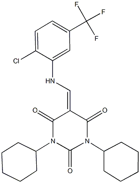 5-{[2-chloro-5-(trifluoromethyl)anilino]methylene}-1,3-dicyclohexylpyrimidine-2,4,6(1H,3H,5H)-trione 结构式