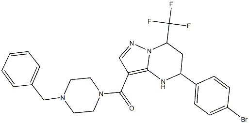 3-[(4-benzyl-1-piperazinyl)carbonyl]-5-(4-bromophenyl)-7-(trifluoromethyl)-4,5,6,7-tetrahydropyrazolo[1,5-a]pyrimidine 结构式