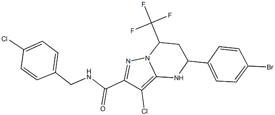 5-(4-bromophenyl)-3-chloro-N-(4-chlorobenzyl)-7-(trifluoromethyl)-4,5,6,7-tetrahydropyrazolo[1,5-a]pyrimidine-2-carboxamide 结构式
