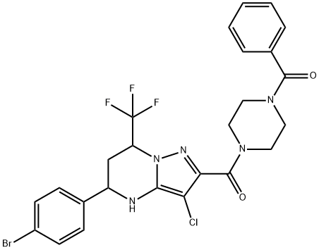 2-[(4-benzoyl-1-piperazinyl)carbonyl]-5-(4-bromophenyl)-3-chloro-7-(trifluoromethyl)-4,5,6,7-tetrahydropyrazolo[1,5-a]pyrimidine 结构式