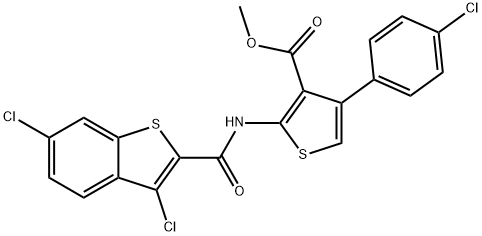 methyl 4-(4-chlorophenyl)-2-{[(3,6-dichloro-1-benzothien-2-yl)carbonyl]amino}-3-thiophenecarboxylate 结构式