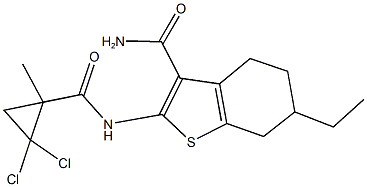 2-{[(2,2-dichloro-1-methylcyclopropyl)carbonyl]amino}-6-ethyl-4,5,6,7-tetrahydro-1-benzothiophene-3-carboxamide 结构式