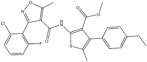 methyl 2-({[3-(2-chloro-6-fluorophenyl)-5-methyl-4-isoxazolyl]carbonyl}amino)-4-(4-ethylphenyl)-5-methyl-3-thiophenecarboxylate 结构式