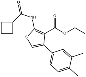 ethyl 2-[(cyclobutylcarbonyl)amino]-4-(3,4-dimethylphenyl)-3-thiophenecarboxylate 结构式