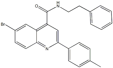 6-bromo-2-(4-methylphenyl)-N-(2-phenylethyl)-4-quinolinecarboxamide 结构式