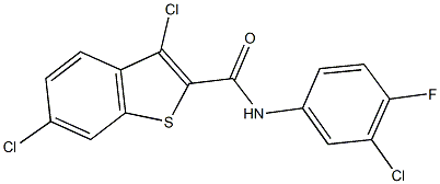 3,6-dichloro-N-(3-chloro-4-fluorophenyl)-1-benzothiophene-2-carboxamide 结构式