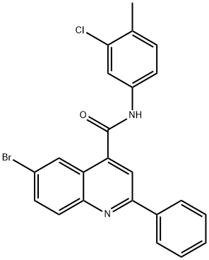 6-bromo-N-(3-chloro-4-methylphenyl)-2-phenyl-4-quinolinecarboxamide 结构式