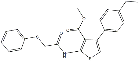 methyl 4-(4-ethylphenyl)-2-{[(phenylsulfanyl)acetyl]amino}-3-thiophenecarboxylate 结构式