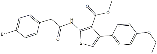 methyl 2-{[(4-bromophenyl)acetyl]amino}-4-(4-ethoxyphenyl)-3-thiophenecarboxylate 结构式