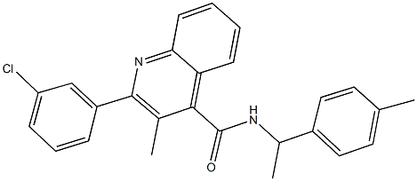 2-(3-chlorophenyl)-3-methyl-N-[1-(4-methylphenyl)ethyl]-4-quinolinecarboxamide 结构式