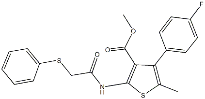 methyl 4-(4-fluorophenyl)-5-methyl-2-{[(phenylsulfanyl)acetyl]amino}-3-thiophenecarboxylate 结构式