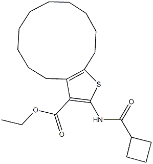 ethyl 2-[(cyclobutylcarbonyl)amino]-4,5,6,7,8,9,10,11,12,13-decahydrocyclododeca[b]thiophene-3-carboxylate 结构式