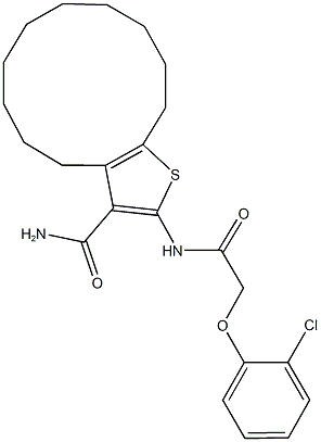 2-{[(2-chlorophenoxy)acetyl]amino}-4,5,6,7,8,9,10,11,12,13-decahydrocyclododeca[b]thiophene-3-carboxamide 结构式
