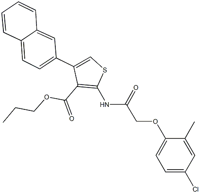 propyl 2-{[(4-chloro-2-methylphenoxy)acetyl]amino}-4-(2-naphthyl)-3-thiophenecarboxylate 结构式