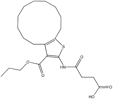 4-oxo-4-{[3-(propoxycarbonyl)-4,5,6,7,8,9,10,11,12,13-decahydrocyclododeca[b]thien-2-yl]amino}butanoic acid 结构式