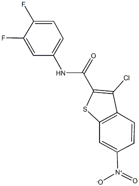 3-chloro-N-(3,4-difluorophenyl)-6-nitro-1-benzothiophene-2-carboxamide 结构式