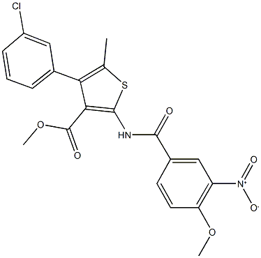 methyl 4-(3-chlorophenyl)-2-({3-nitro-4-methoxybenzoyl}amino)-5-methyl-3-thiophenecarboxylate 结构式