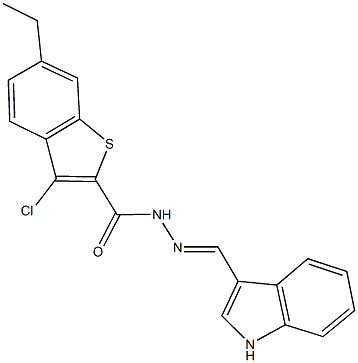 3-chloro-6-ethyl-N'-(1H-indol-3-ylmethylene)-1-benzothiophene-2-carbohydrazide 结构式