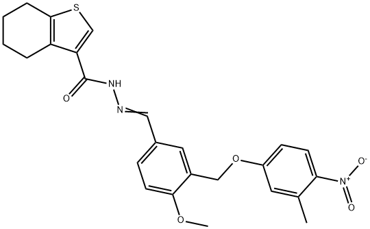 N'-[3-({4-nitro-3-methylphenoxy}methyl)-4-methoxybenzylidene]-4,5,6,7-tetrahydro-1-benzothiophene-3-carbohydrazide 结构式