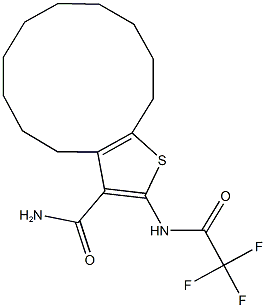 2-[(trifluoroacetyl)amino]-4,5,6,7,8,9,10,11,12,13-decahydrocyclododeca[b]thiophene-3-carboxamide 结构式