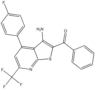 [3-amino-4-(4-fluorophenyl)-6-(trifluoromethyl)thieno[2,3-b]pyridin-2-yl](phenyl)methanone 结构式