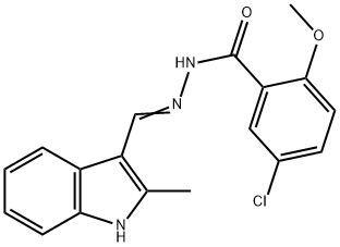 5-chloro-2-methoxy-N'-[(2-methyl-1H-indol-3-yl)methylene]benzohydrazide 结构式