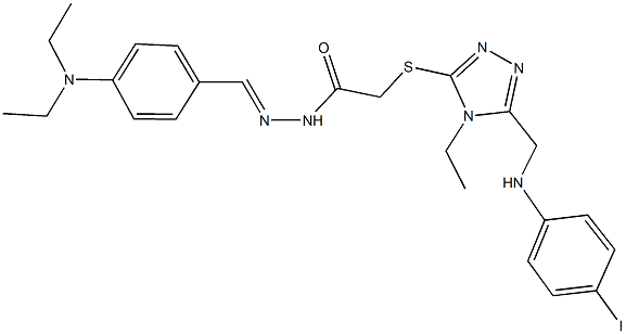 N'-[4-(diethylamino)benzylidene]-2-({4-ethyl-5-[(4-iodoanilino)methyl]-4H-1,2,4-triazol-3-yl}sulfanyl)acetohydrazide 结构式