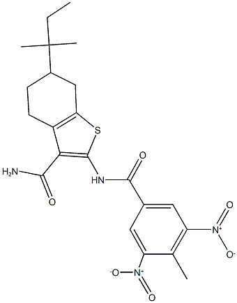 2-({3,5-dinitro-4-methylbenzoyl}amino)-6-tert-pentyl-4,5,6,7-tetrahydro-1-benzothiophene-3-carboxamide 结构式