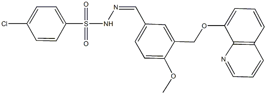 4-chloro-N'-{4-methoxy-3-[(8-quinolinyloxy)methyl]benzylidene}benzenesulfonohydrazide 结构式