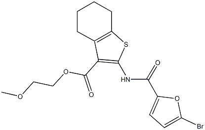 2-methoxyethyl 2-[(5-bromo-2-furoyl)amino]-4,5,6,7-tetrahydro-1-benzothiophene-3-carboxylate 结构式