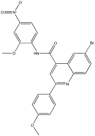 6-bromo-N-{4-nitro-2-methoxyphenyl}-2-(4-methoxyphenyl)-4-quinolinecarboxamide 结构式