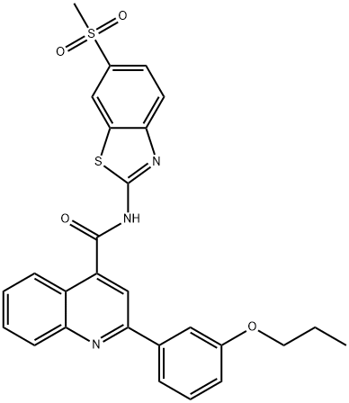 N-[6-(methylsulfonyl)-1,3-benzothiazol-2-yl]-2-(3-propoxyphenyl)quinoline-4-carboxamide 结构式