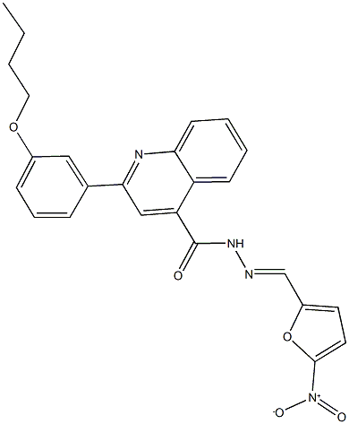 2-(3-butoxyphenyl)-N'-({5-nitro-2-furyl}methylene)-4-quinolinecarbohydrazide 结构式