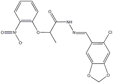 N'-[(6-chloro-1,3-benzodioxol-5-yl)methylene]-2-{2-nitrophenoxy}propanohydrazide 结构式
