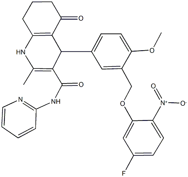 4-[3-({5-fluoro-2-nitrophenoxy}methyl)-4-methoxyphenyl]-2-methyl-5-oxo-N-pyridin-2-yl-1,4,5,6,7,8-hexahydroquinoline-3-carboxamide 结构式