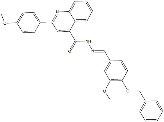 N'-[4-(benzyloxy)-3-methoxybenzylidene]-2-(4-methoxyphenyl)-4-quinolinecarbohydrazide 结构式